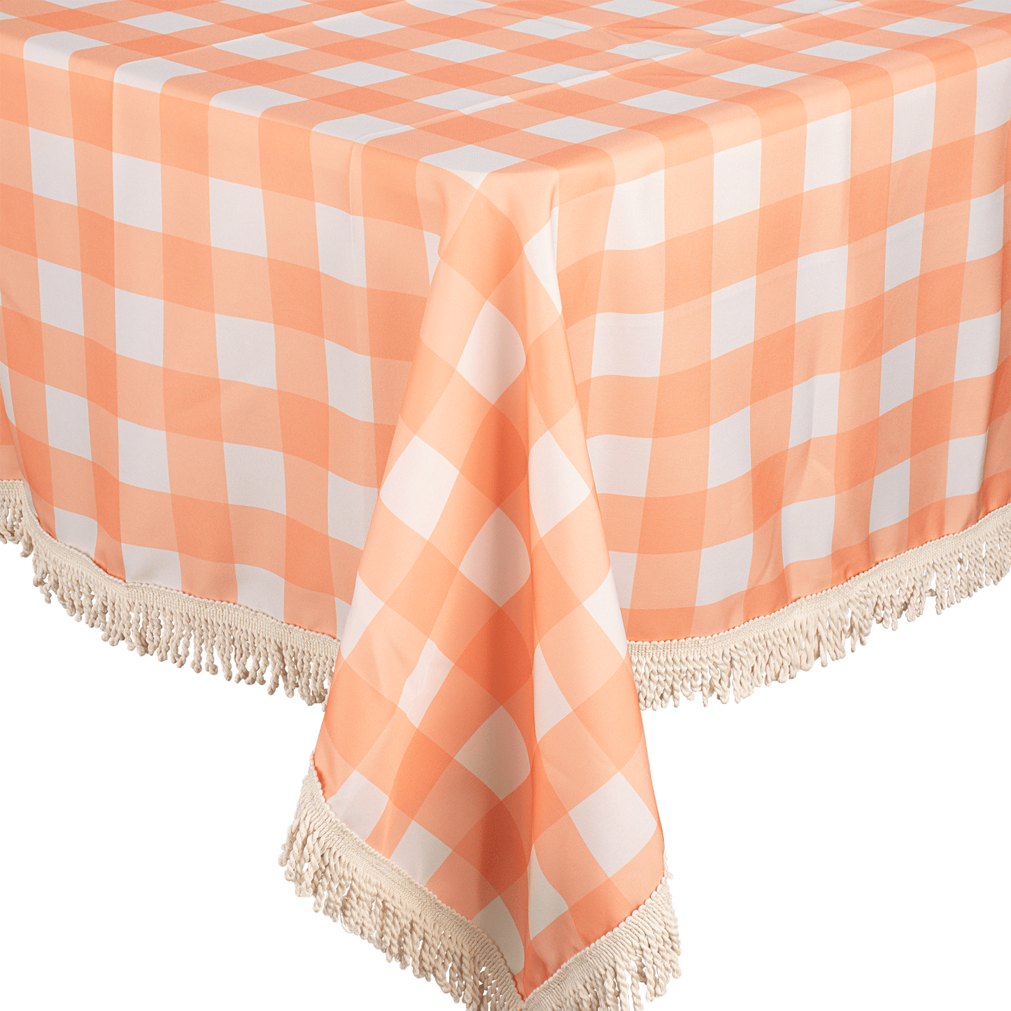 Fringed Tablecloth Apricot Check