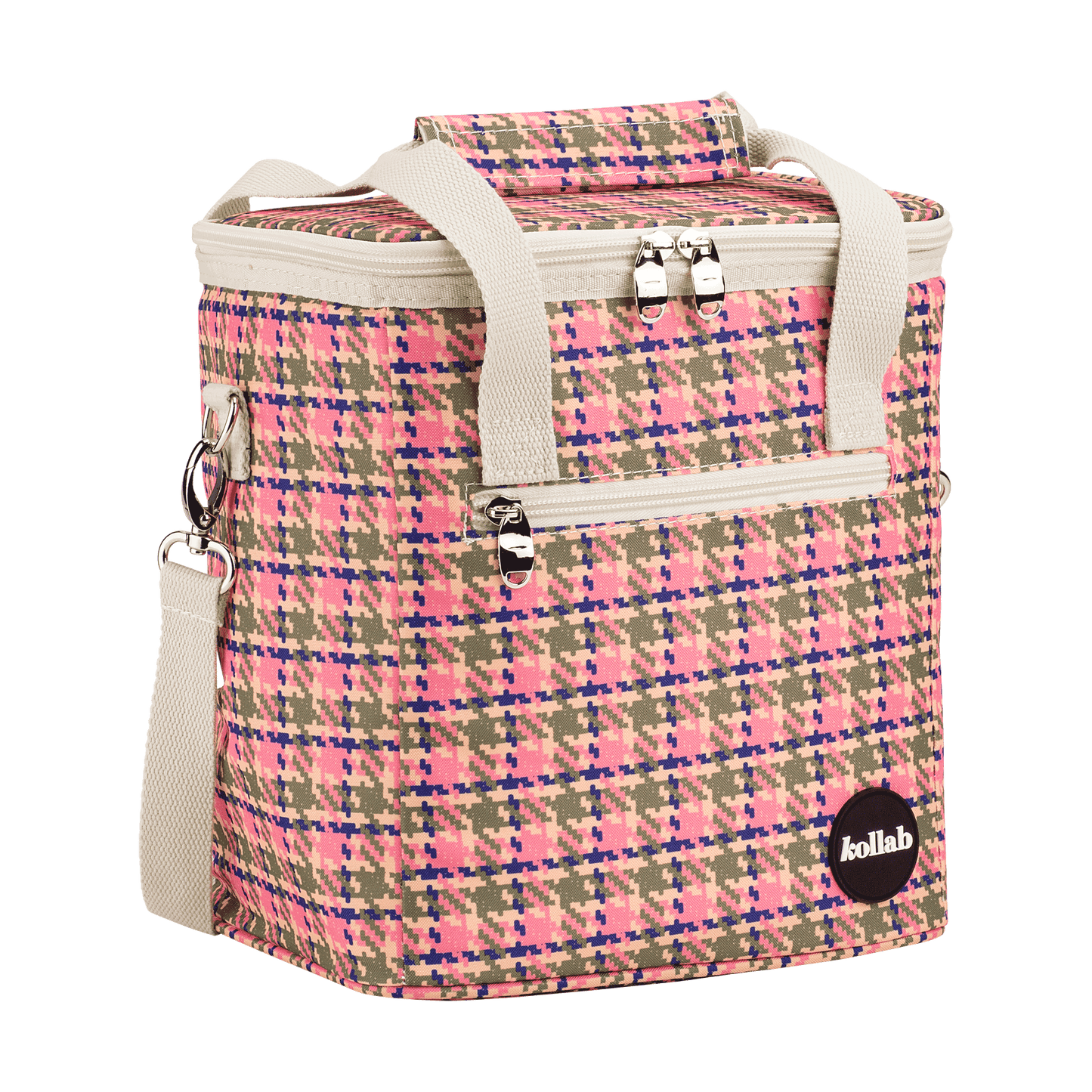 Mini Cooler Pink Houndstooth